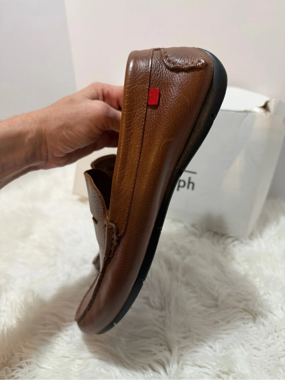 Marc Joseph Monaco Cognac Grainy 9.5 Brown leather loafers NEW